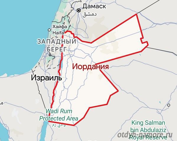 Иордания на карте мира