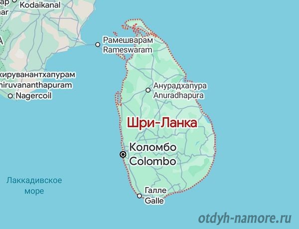 Шри-Ланка на карте